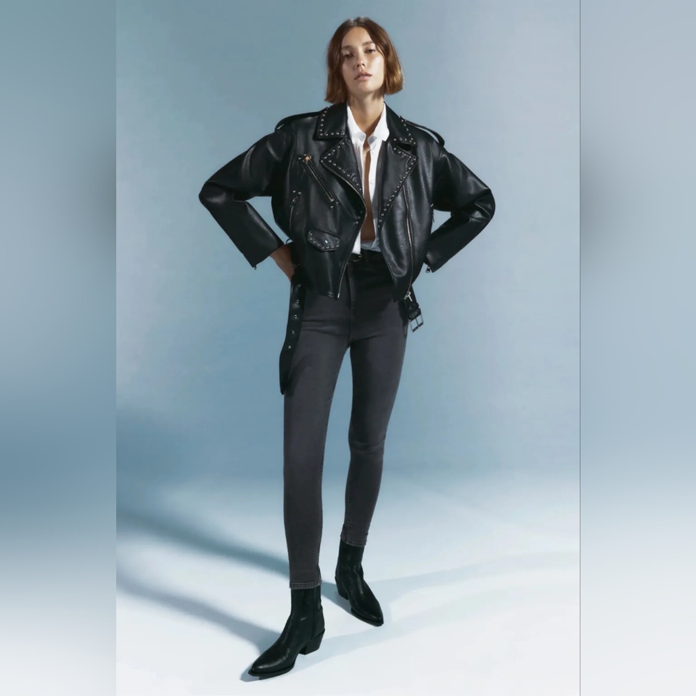 Zara Studded Faux Leather Jacket